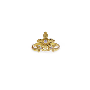 Asoka Statement Ring Sterling Silver With Gold Plated And Zircon