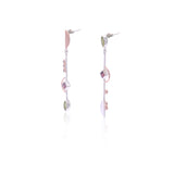 Nirmana Tree Stone Long Drop Earrings in 925 Sterling Silver With Rhodium And Rose Gold Plated