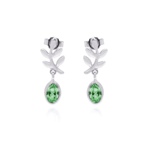 Fall Leaf Stud Earrings 925 Silver With Natural Blue Topaz/ Green Quartz Stone Olivia Collections