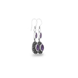 Classic Dangle Granulation Earrings With Gemstone in 925 Silver Jawan Gunung Collections
