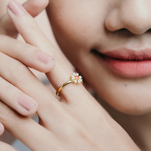 Dainty Coreopsis Ring Elegant Gold Plated