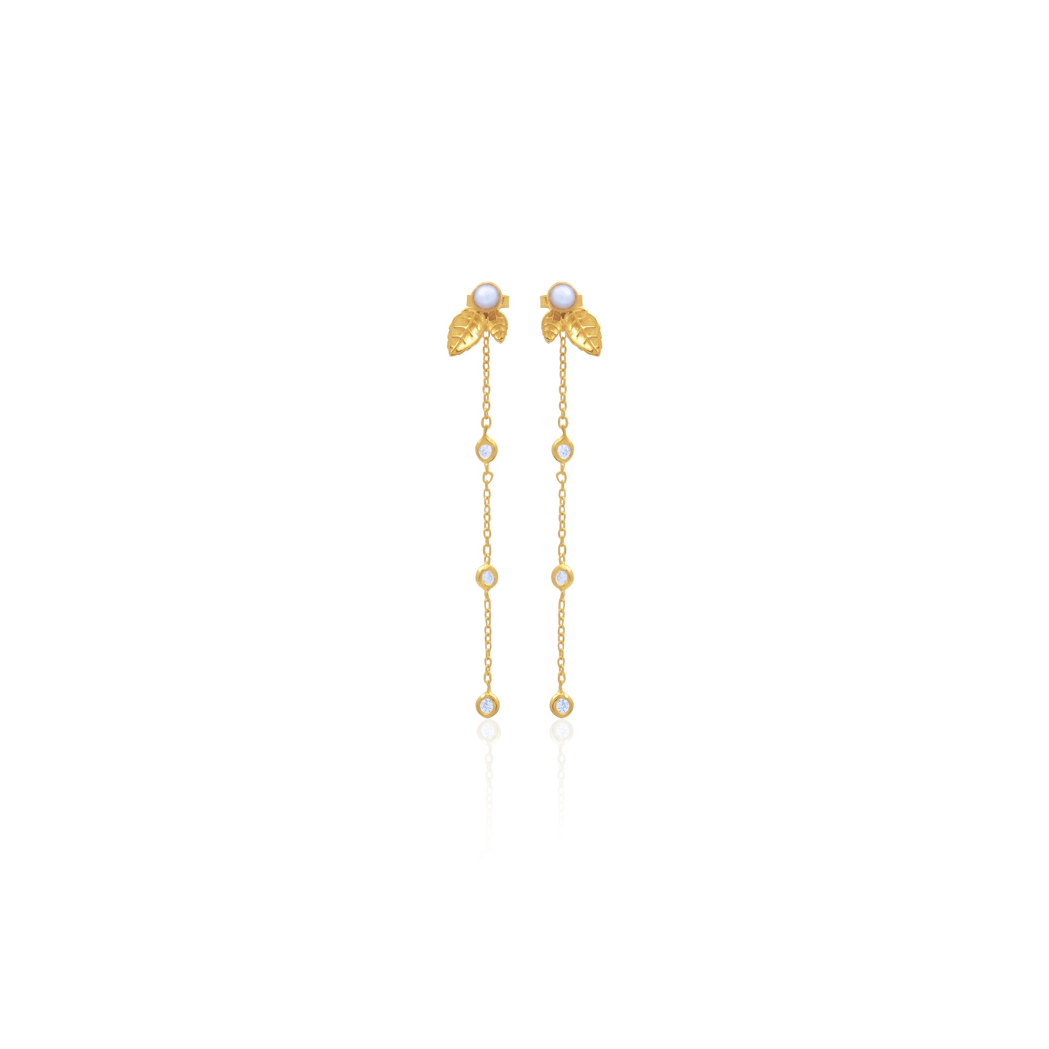 Dainty Drop Pearl Earrings In 925 Sterling Silver With 24k Gold Plated