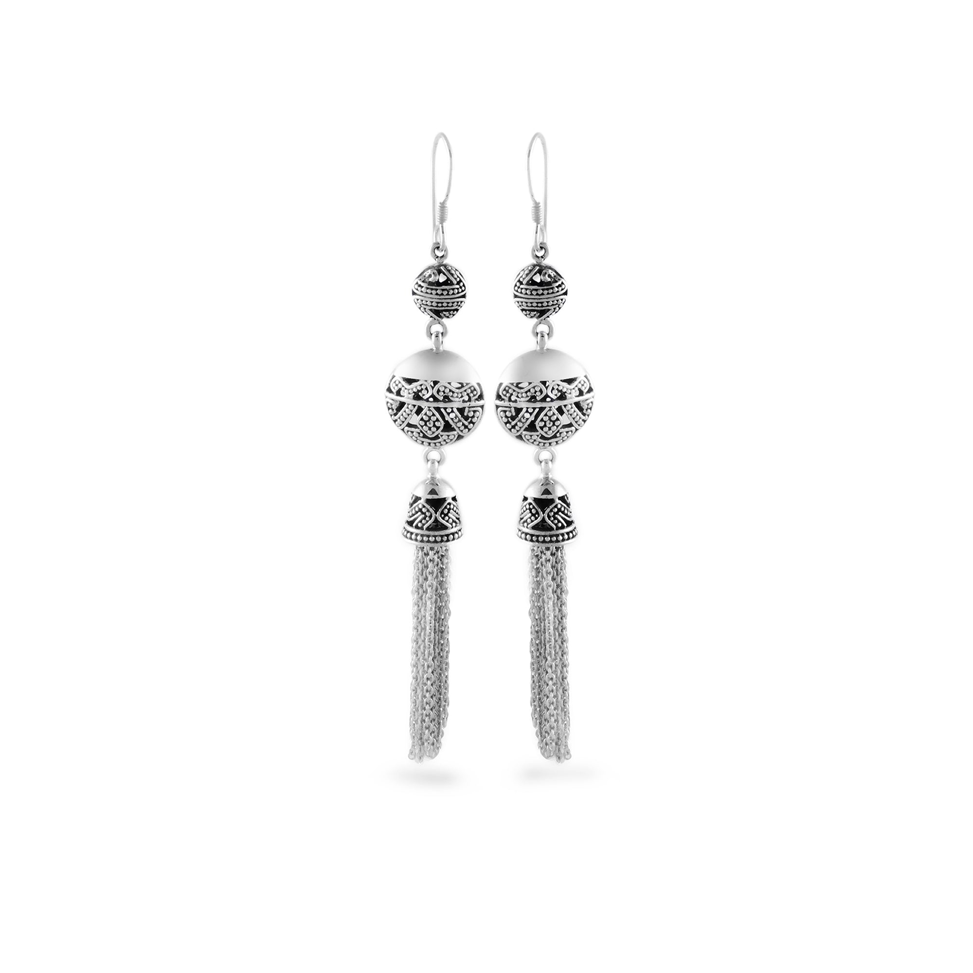 Drop Chain Earrings Silver Songket Collection Sterling Silver