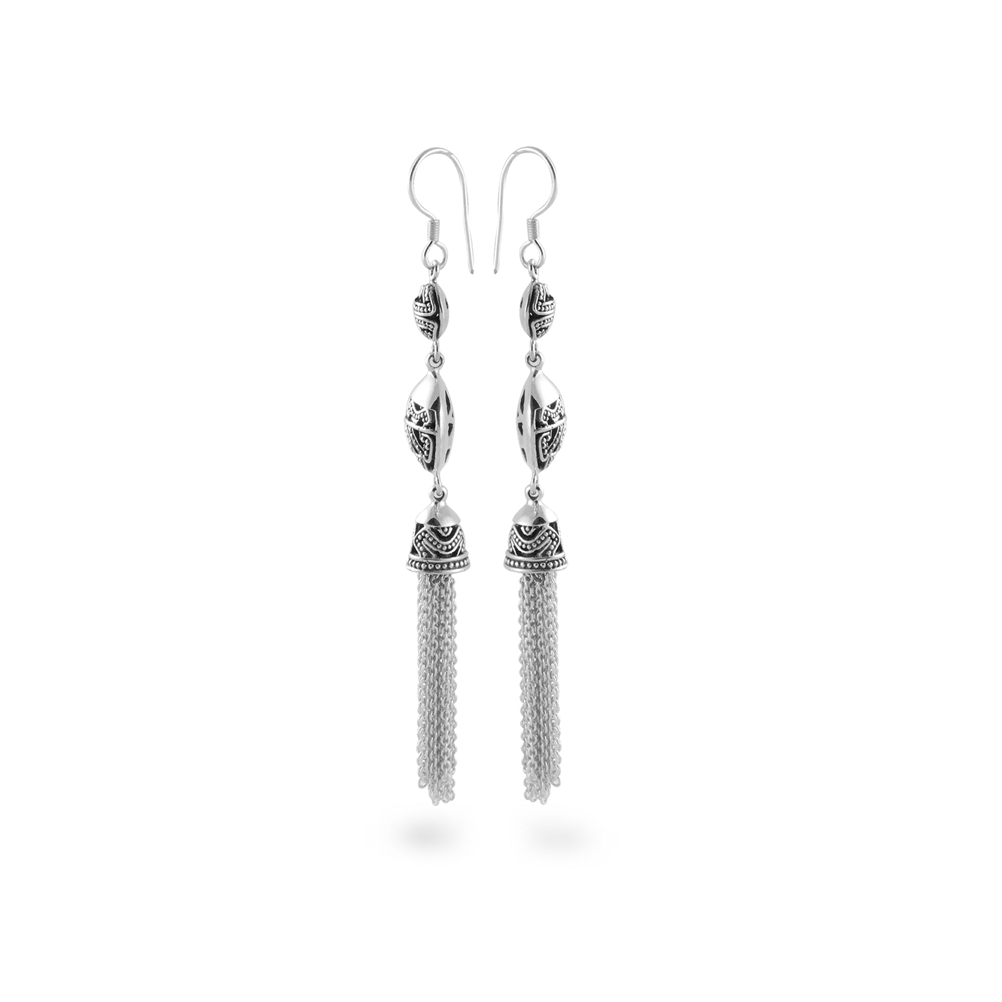 Drop Chain Earrings Silver Songket Collection Sterling Silver