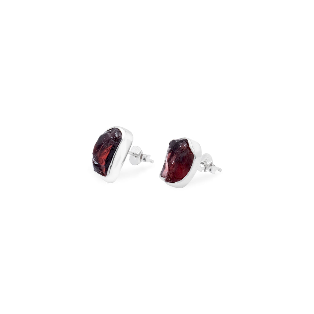 Silver 925 Stud Earrings With Rawstone Pristine Collection Sunaka Jewelry