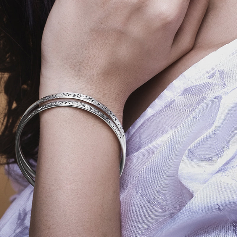 Gergajian Bangle Bracelets in Sterling Silver