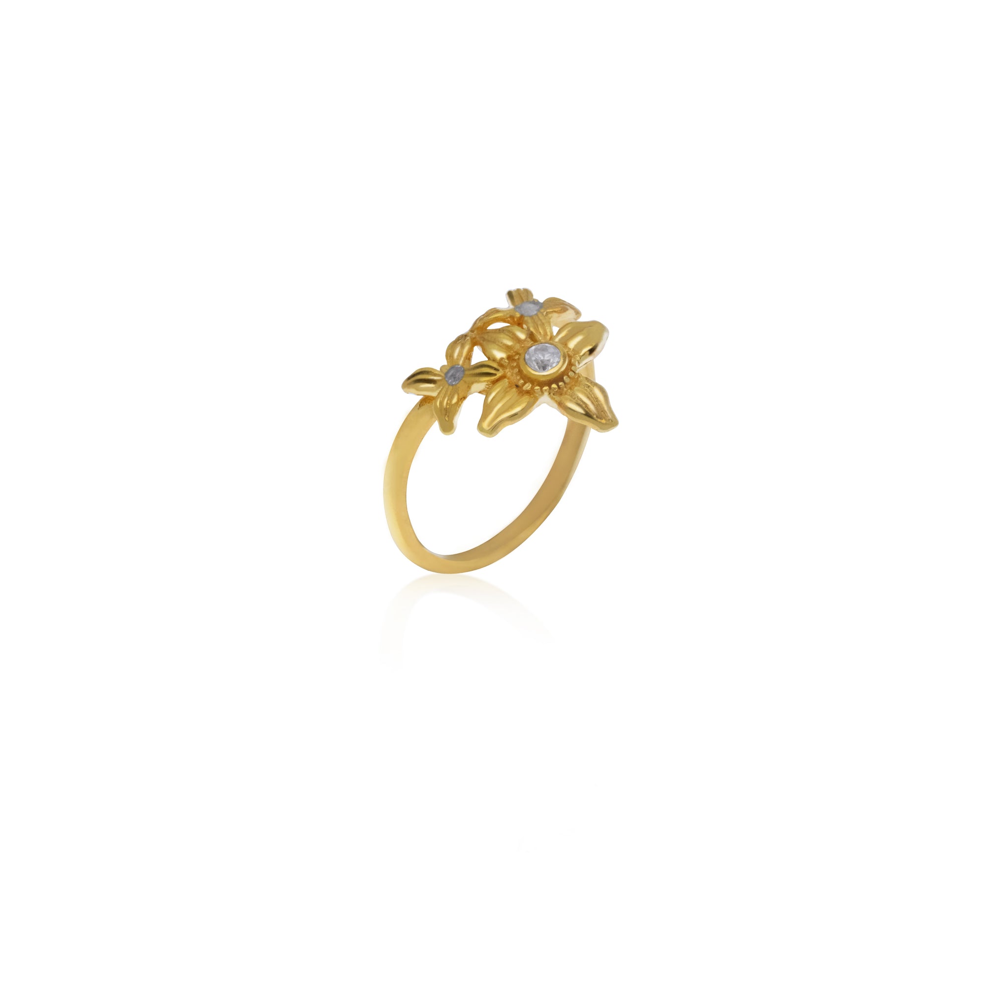 Asoka Statement Ring Sterling Silver With Gold Plated And Zircon