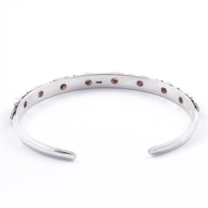 Tridatu Cuff Bracelet Sterling Silver With Garnet/ Smoky Quartz