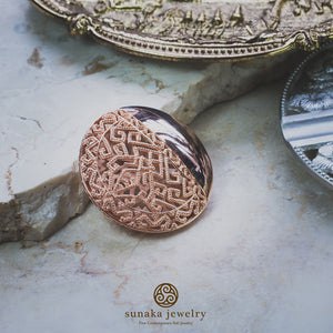 Songket Brooch Pin In 925 Sterling Silver With Rose Gold Plated