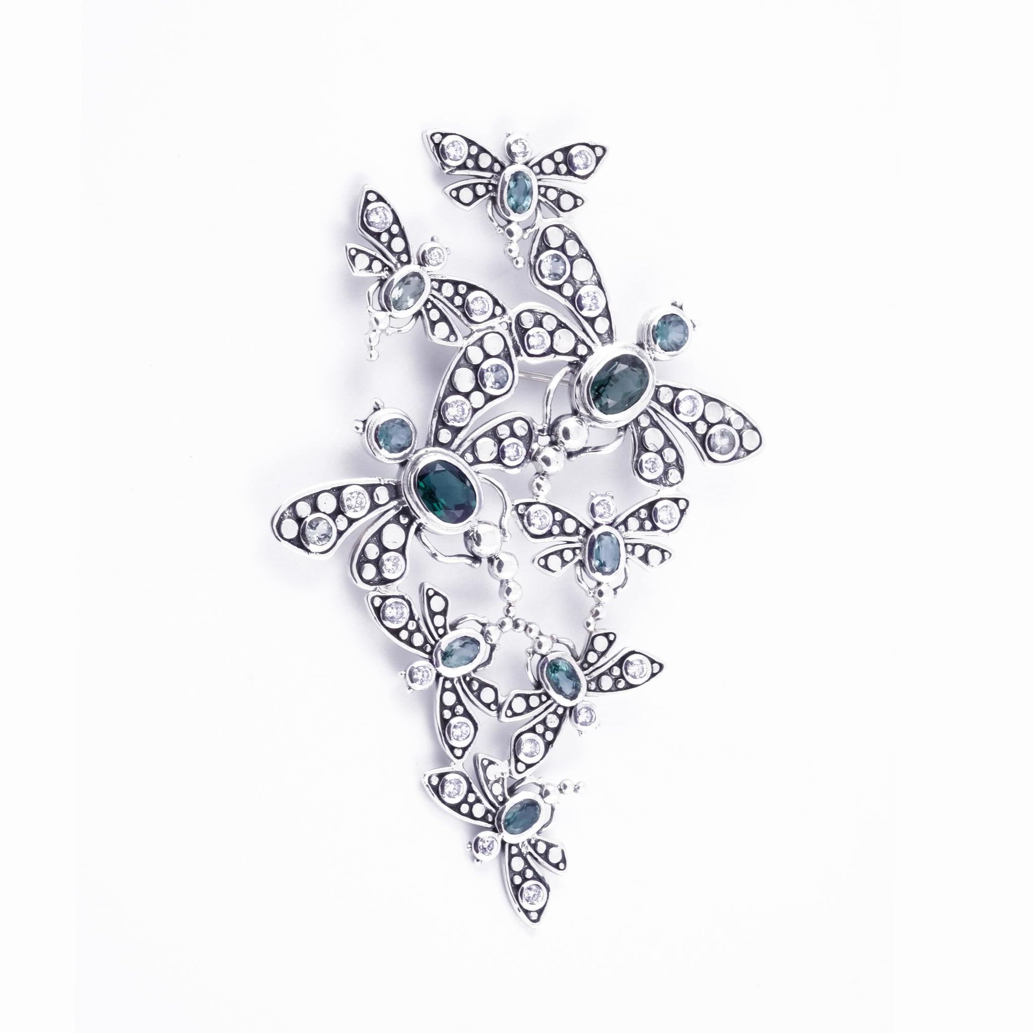 Dragonfly brooch In 925 Sterling Silver With Gemstone Capung Bali Collection Brooch in Sterling Silver