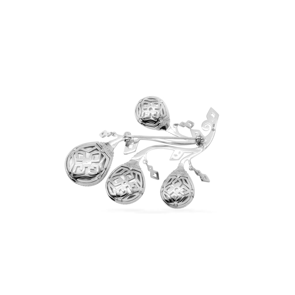 Classic Pearl Brooch Pin 925 Sterling Silver