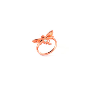 Capung Statement Ring Silver Rose Gold Plated