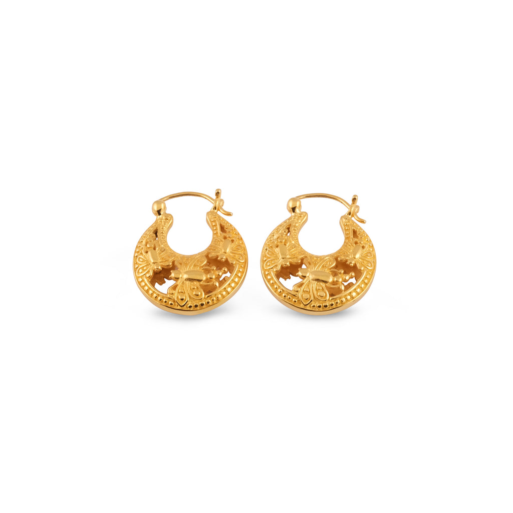 Silver Hoop Earrings Capung Collections Balinese Earrings Gold Plated