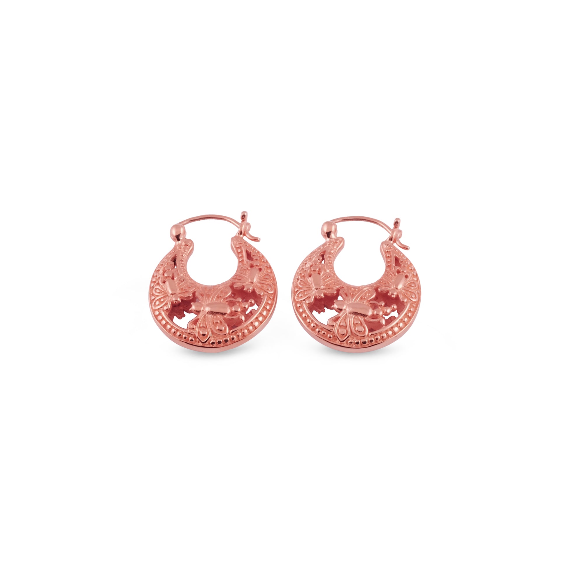 Silver Hoop Earrings Capung Collections Balinese Mini Earrings Rose Gold Plated