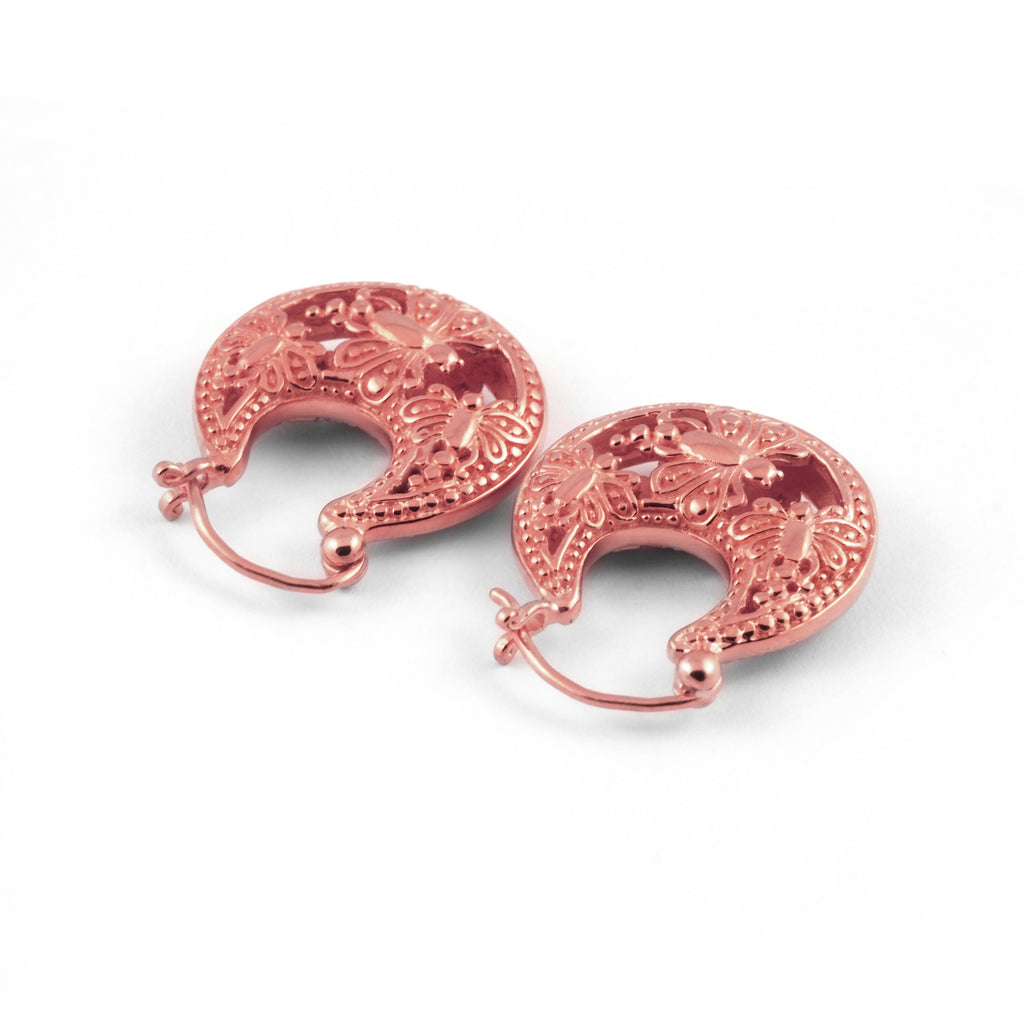 Silver Hoop Earrings Capung Collections Balinese Mini Earrings Rose Gold Plated