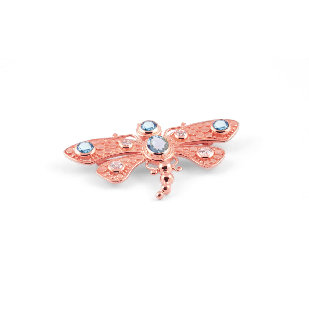 Capung Broch Pin In 925 Sterling Silver With Rose Gold Plated