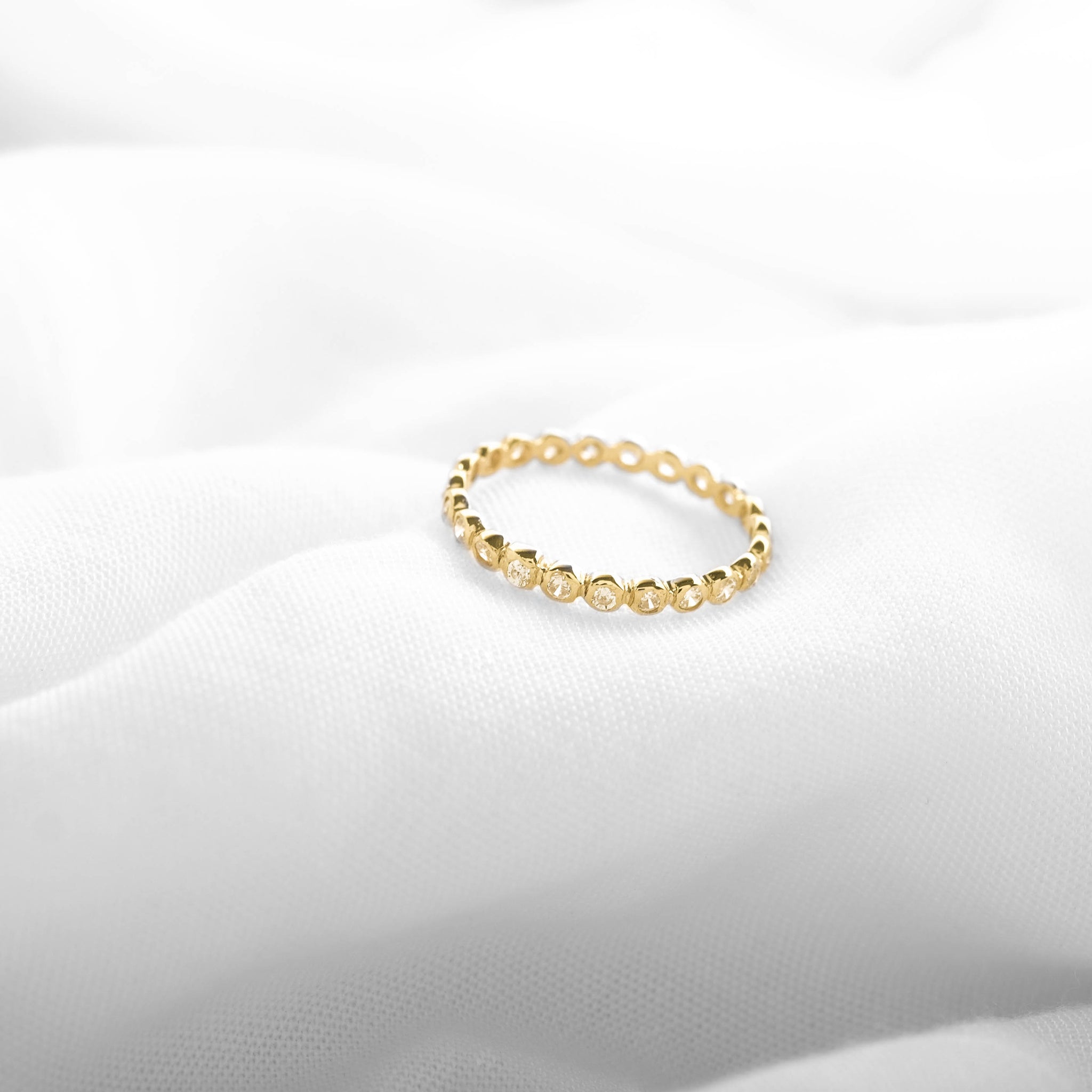 Petite Sterling Silver Stacking Ring With Zircon and 18k Gold Plated/ Rhodium Available sizes