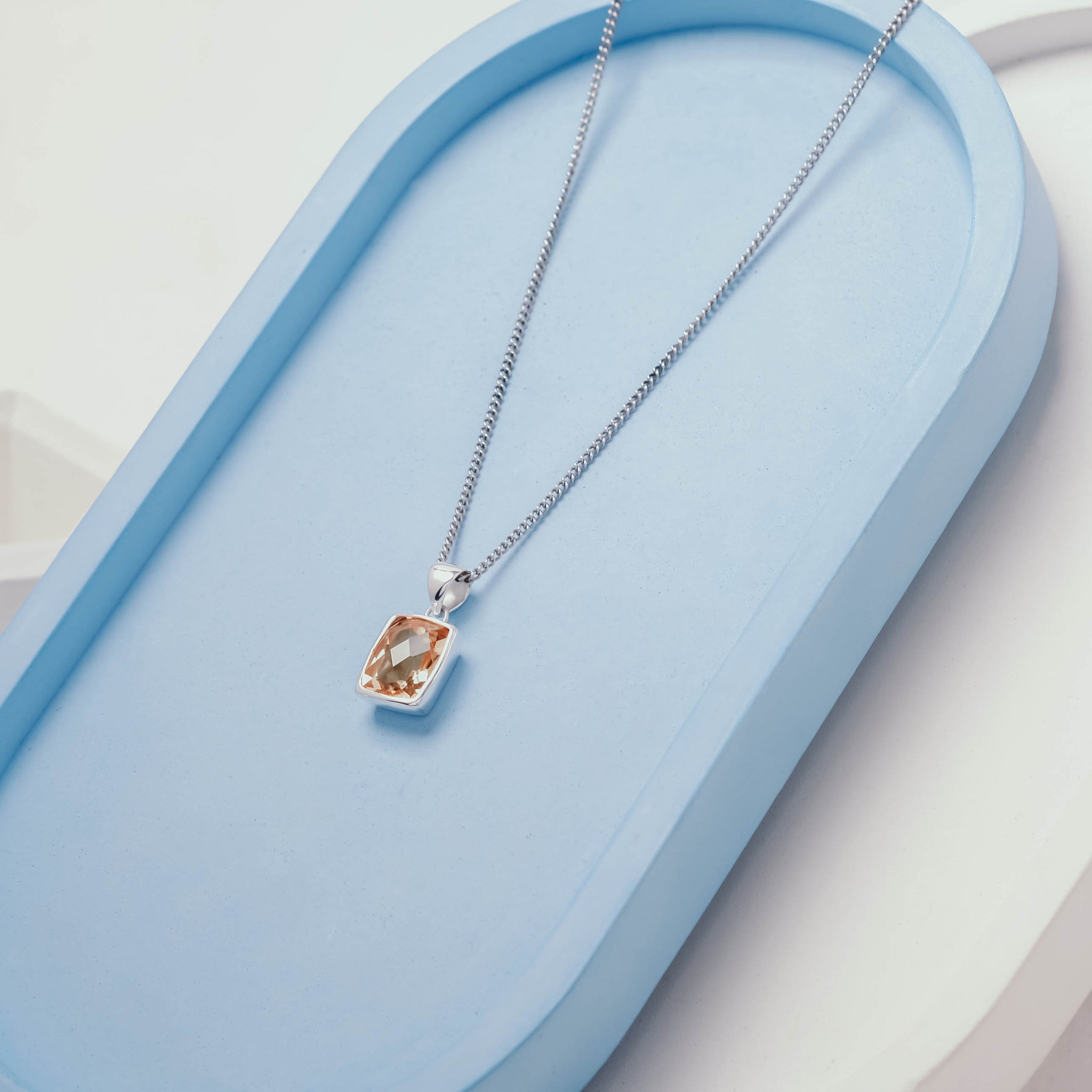 Baguette Gemstone Pendant In 925 Sterling Silver With 18k Gold Plated/ Rhodium Pelangi Collections