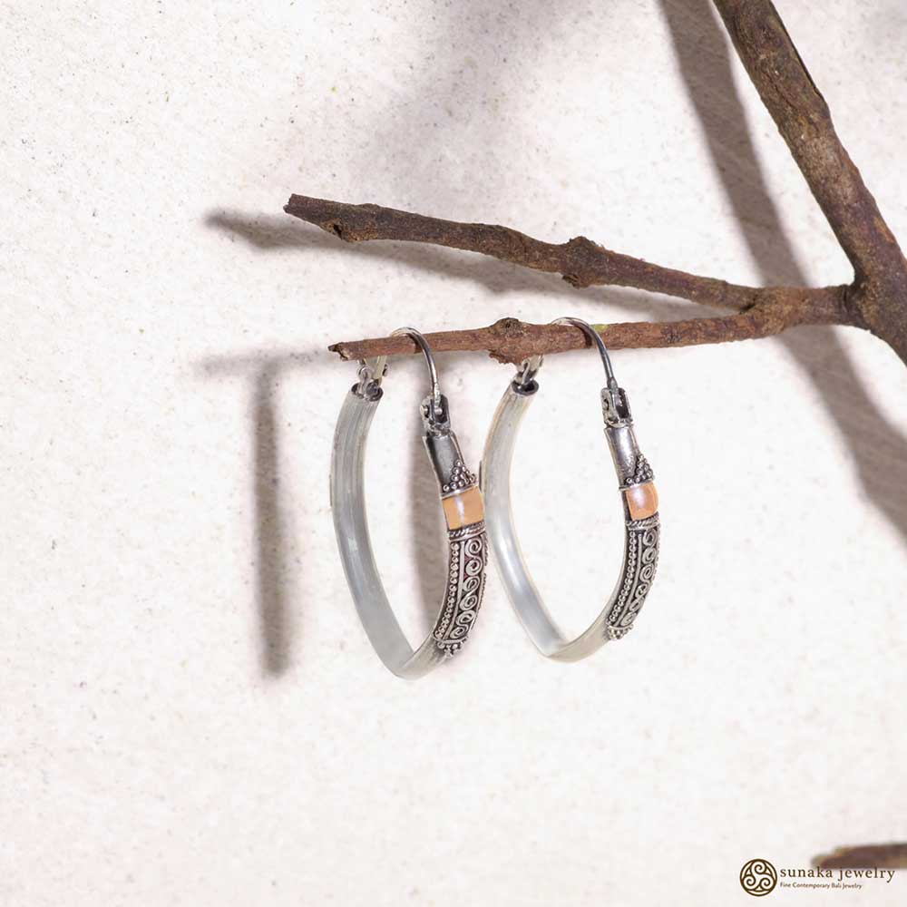 Emas Perak Oval Hoop Earrings in Sterling Silver