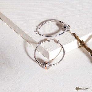 Emas Perak Beads Hoop Earrings in Sterling Silver