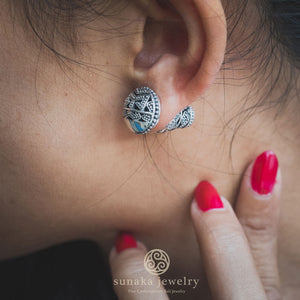 Songket Bali Traditional Earrings in Sterling Silver (mini)