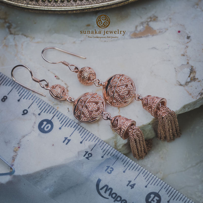 Songket Rose Gold Plated Drop Earrings