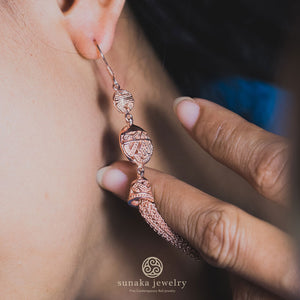 Songket Rose Gold Plated Drop Earrings
