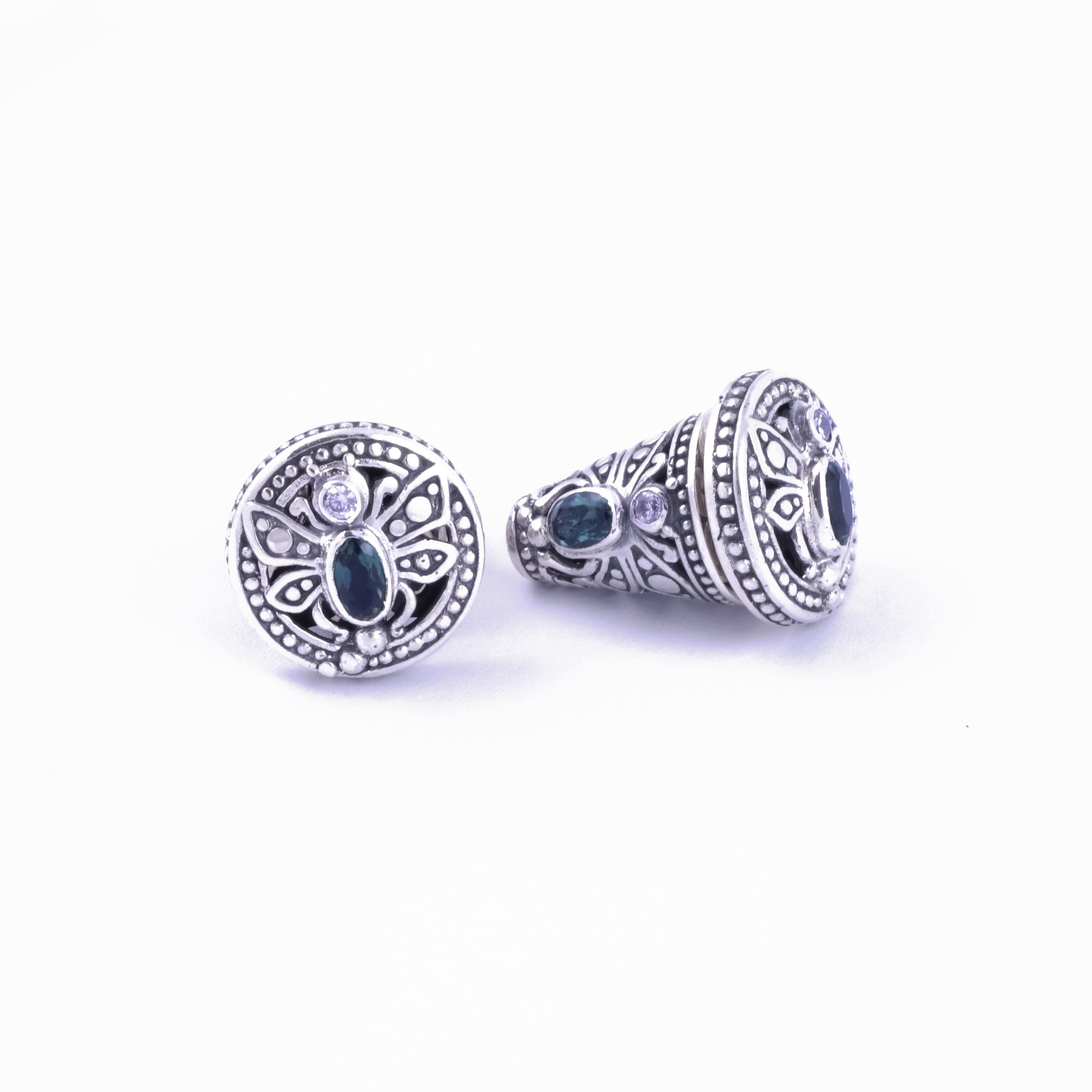 Capung Bali Traditional Balinese Stud Earrings in Sterling Silver (small)