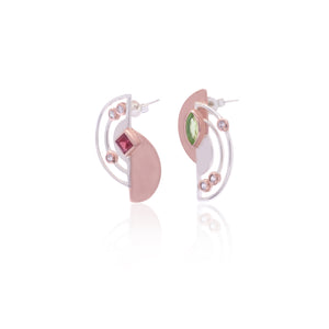Nirmana Stud Earrings In 925 Sterling Silver With Rhodium And Rose Gold Plated
