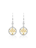 Tree Of Life Drop Dangle Earrings 925 Sterling Silver With White Zircon