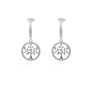 Tree Of Life Hoop Earrings 925 Sterling Silver