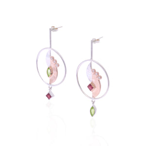 Nirmana Statement Drop Earrings In 925 Sterling Silver With Rhodium And Rose Gold Plated