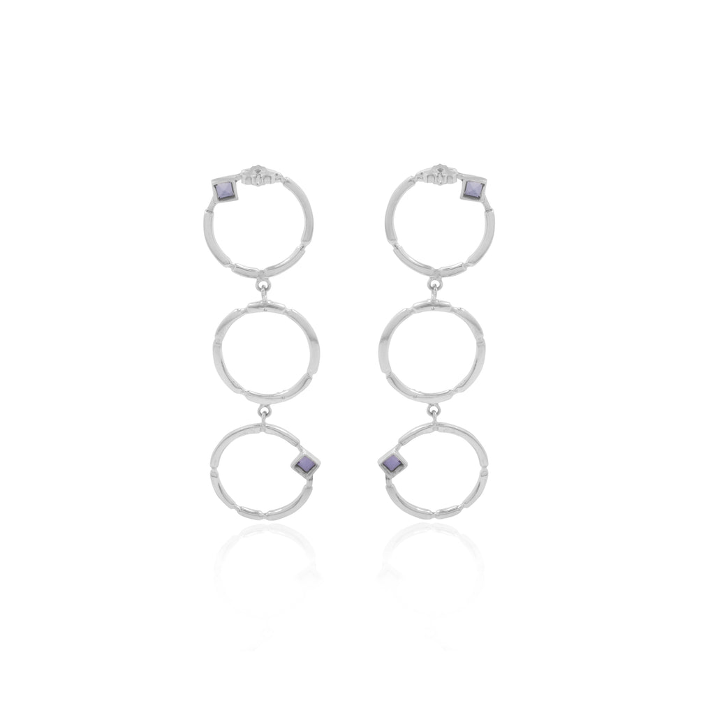 925 Silver Long Drop Earrings Aeon Gems Iolite Collection
