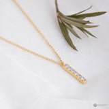 Minimalist Bar Drop Necklace in 925 Silver With White Zircon