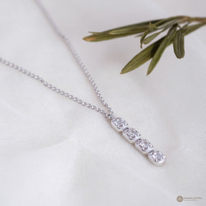 Drop Bar Necklace in 925 Silver With White Zircon