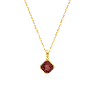 Elegance Large Cushion Gemstone Pendant In 925 Sterling Silver With 18k Gold/ Rhodium