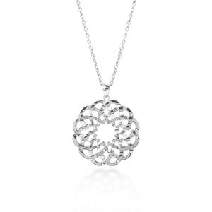 Woven Necklace with Pendant in 925 Sterling Silver