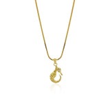 Single Seahorse Pendant In 925 Silver With Zircon/ Onyx and 24K Gold Plated/ Rhodium