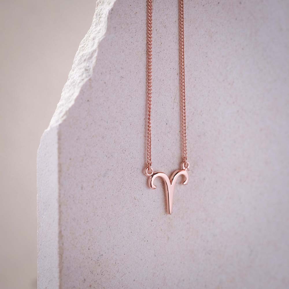 925 Sterling Silver Zodiac Necklace with 18k Rose Gold Plated