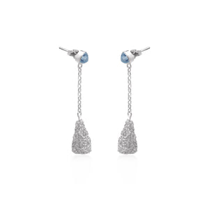 Sebun stud drop Earring in silver 925 with zircon/ametis/blue topas