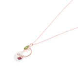 Nirmana Tree Stone Necklace In 925 Sterling Silver With Rhodium And Rose Gold Plated