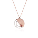 Nirmana Unique Round Pendant In 925 Sterling Silver With Rhodium and Rose Gold Plated  (included Chain)