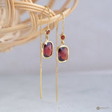 Square Gemstone Threader Earring In 925 Sterling Silver With 18k Gold Plated Pleangi Collections
