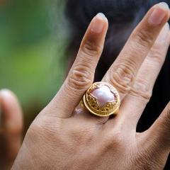 Padma Acala Cocktail Ring 22K Gold Over Sterling Silver