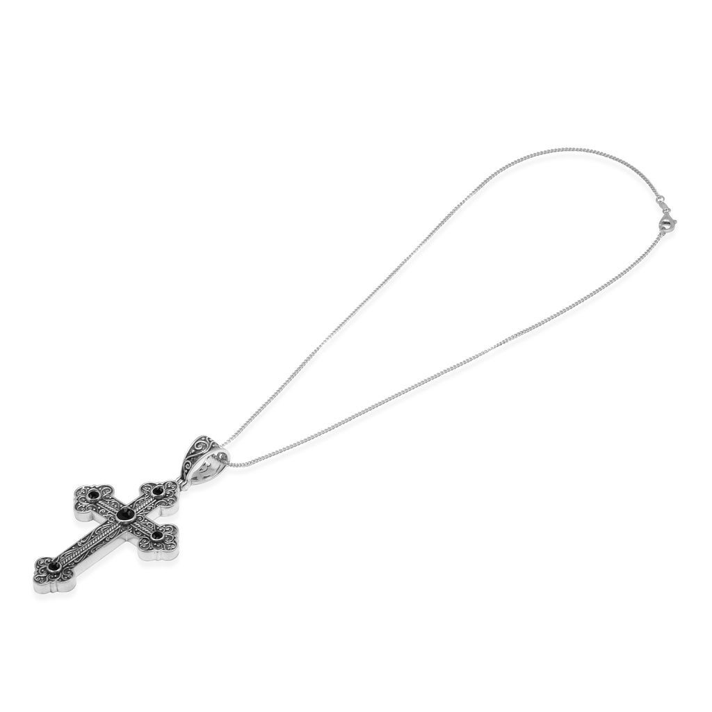 Pendant Cross Collection in sterling silver 925 with black onyx gems/P.641ONX