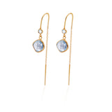 Square Gemstone Threader Earring In 925 Sterling Silver With 18k Gold Plated Pleangi Collections
