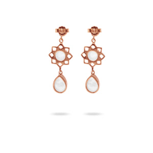 Moonstone Drop Earrings Rose Gold Plated in Sterling Silver