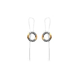 Classic Threader Earring With Filigree Pattern In 925 Silver Two Tone Color Ayung Collections
