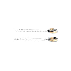 Classic Threader Earring With Filigree Pattern In 925 Silver Two Tone Color Ayung Collections