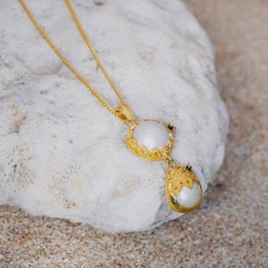 Double Drop Peal Pendant (25 Sterling Silver With Gold Plated